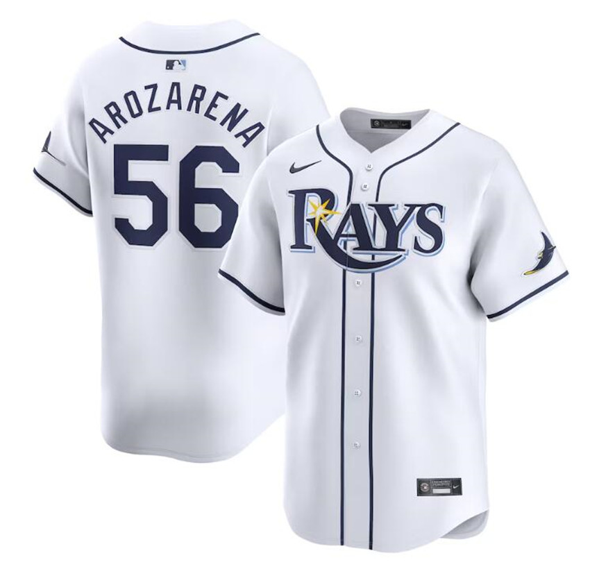 Men's White Tampa Bay Rays #56 Randy Arozarena Home Limited Stitched Baseball Jersey