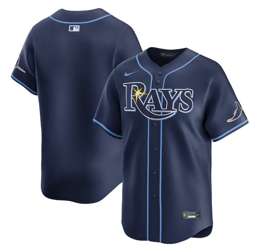 Men's Navy Tampa Bay Rays Blank Away Limited Stitched Baseball Jersey