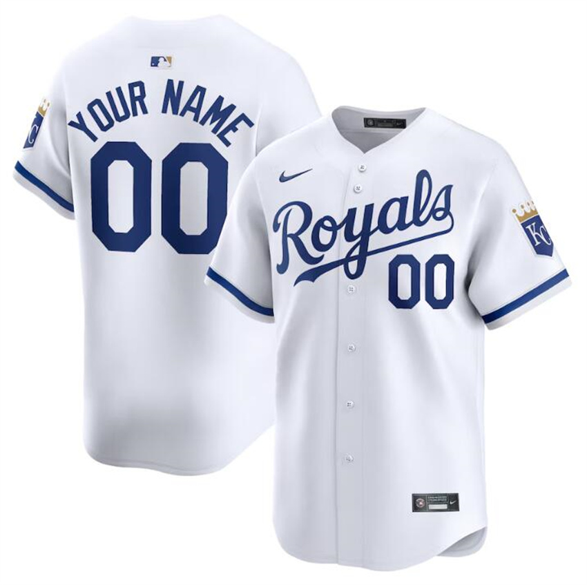 Men's White Kansas City Royals Customized 2024 Home Limited Stitched Baseball Jersey