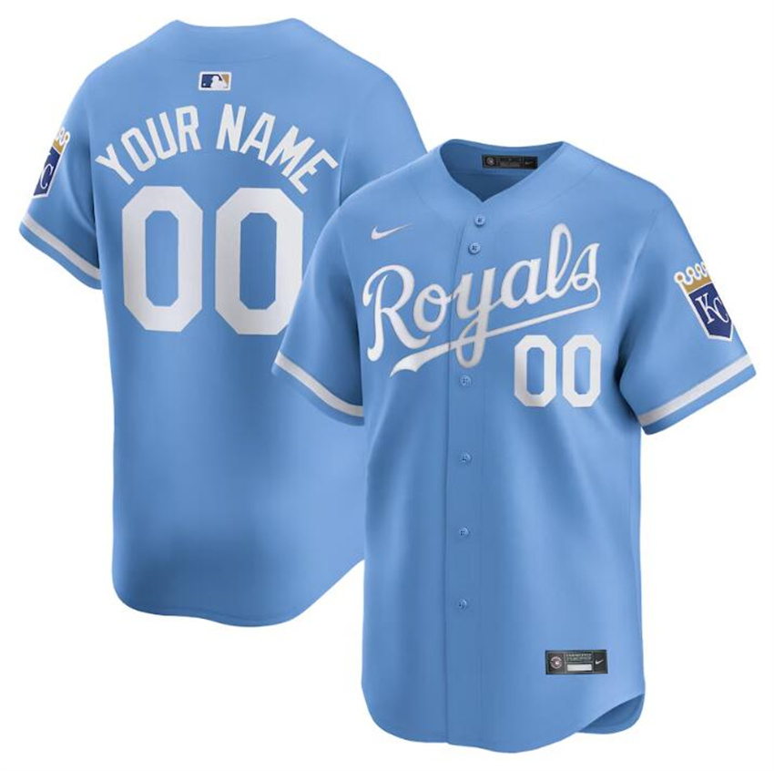 Men's Light Blue Kansas City Royals Customized 2024 Alternate Limited Stitched Baseball Jersey