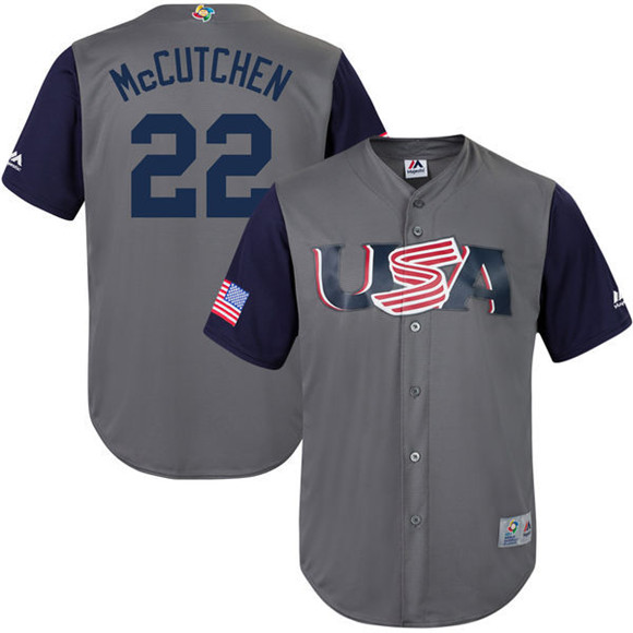 Men's Gray USA Baseball Active Player Custom 2017 World Baseball Classic Stitched Jersey