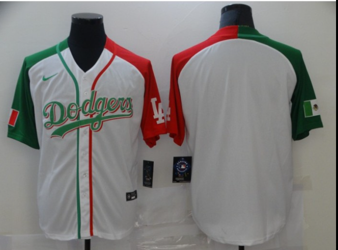 Men's White Green Los Angeles Dodgers Mexico 2020 World Series Stitched Jersey