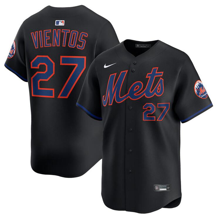 Men's Black New York Mets #27 Mark Vientos Alternate Limited Stitched Baseball Jersey