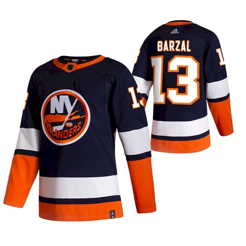 Men's Black New York Islanders #13 Mathew Barzal 2021 Reverse Retro Stitched Jersey
