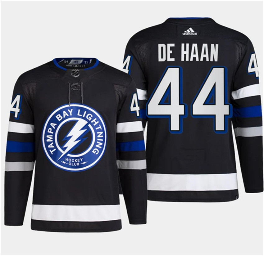 Men's Black Tampa Bay Lightning #44 Calvin de Haan Alternate Premier Breakaway Stitched Jersey