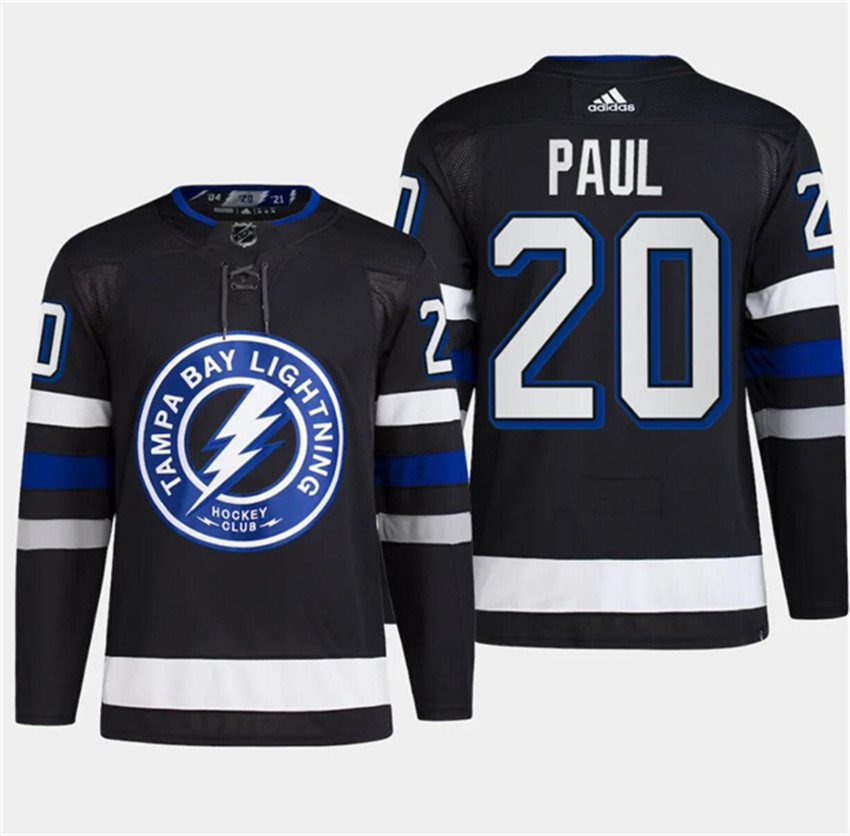 Men's Black Tampa Bay Lightning #20 Nicholas Paul Alternate Premier Breakaway Stitched Jersey