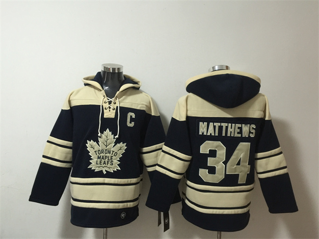 Men's Black Toronto Maple Leafs #34 Auston Matthews All Stitched Sweatshirt Hoodie