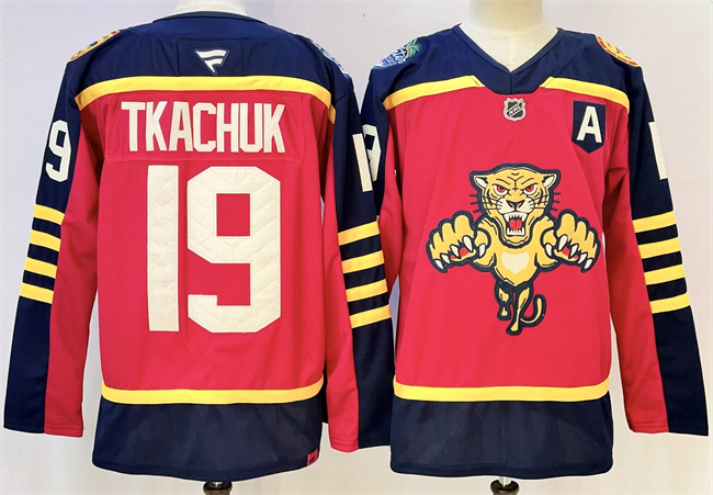 Men's Red Florida Panthers #19 Matthew Tkachuk 2026-2026 With A Patch Winter Classic Stitched Hockey Jersey