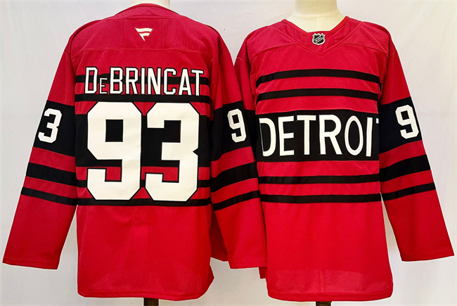 Men's Red Detroit Red Wings #93 Alex DeBrincat 2024-25 Reverse Retro Stitched Jersey