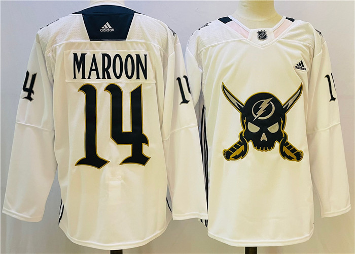 Men's WhiteTampa Bay Lightning #14 Pat Maroon  Stitched Jersy