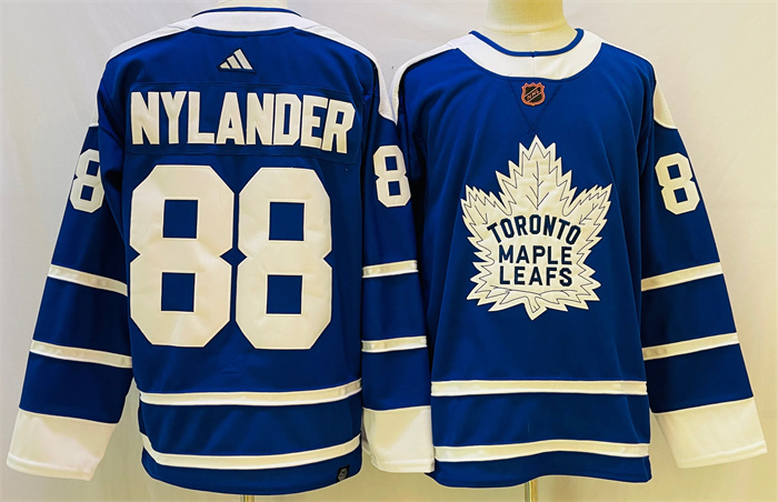 Men's Blue Toronto Maple Leafs #88 William Nylander 2022-23 Reverse Retro Stitched Jersey
