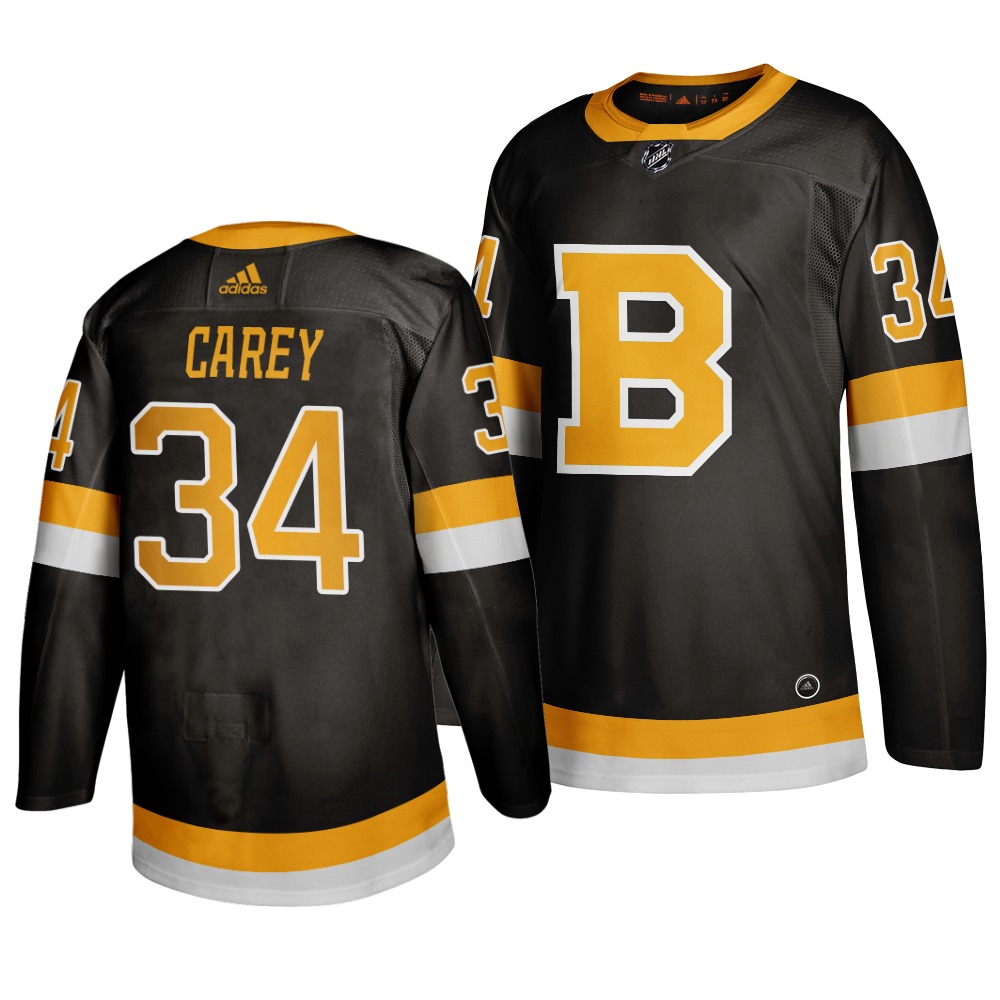 Adidas Boston Bruins #34 Paul Carey Black 2019-20 Authentic Third Stitched NHL Jersey