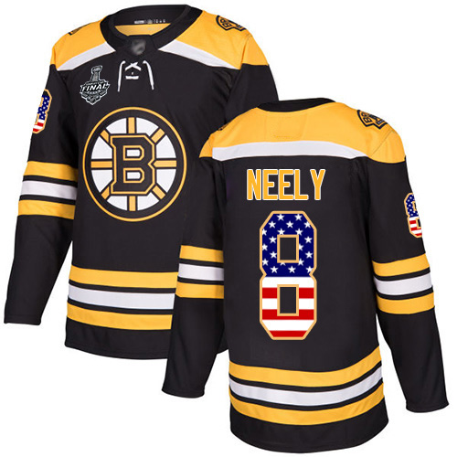 Adidas Bruins #8 Cam Neely Black Home Authentic USA Flag Stanley Cup Final Bound Stitched NHL Jersey