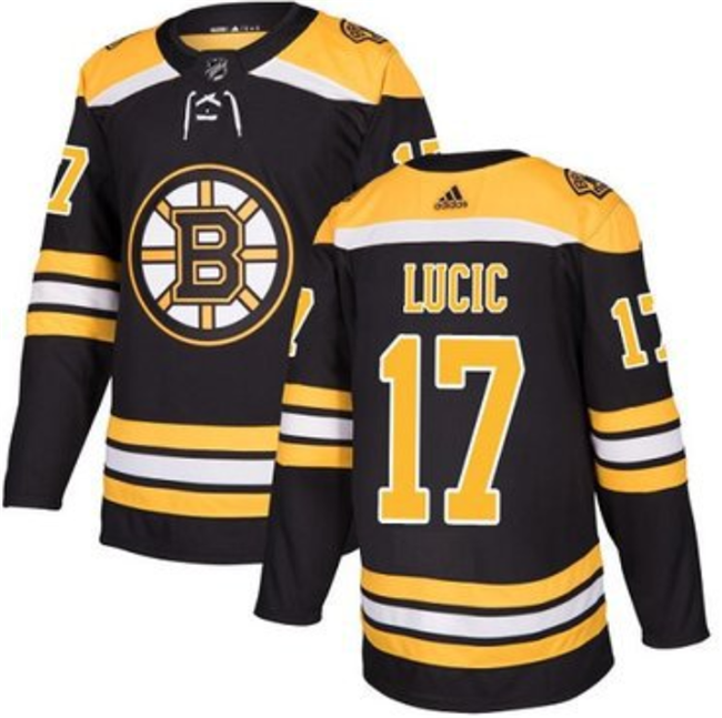 Men's Black Boston Bruins #17 Milan Lucic Stitched Jersey