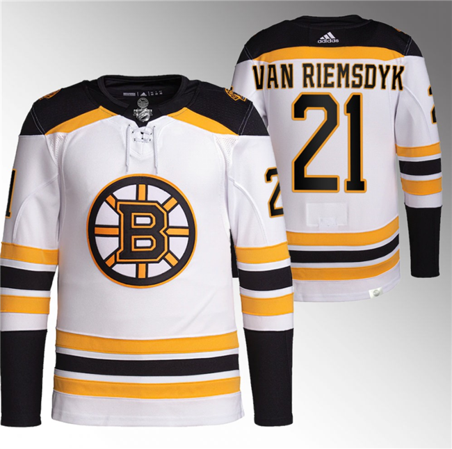 Men's White Boston Bruins #21 James van Riemsdyk Stitched Jersey