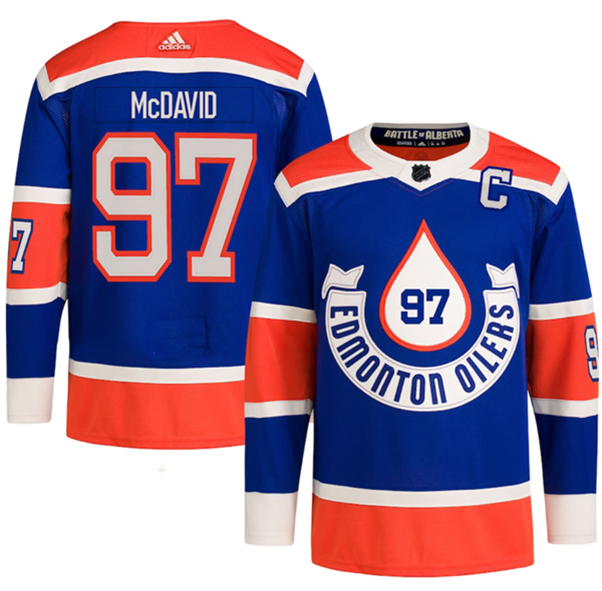Men's Royal Edmonton Oilers #97 Connor McDavid 2023 Heritage Classic Primegreen Stitched Jersey