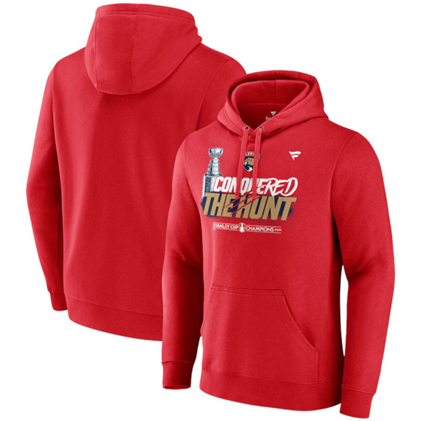 Men's Red Florida Panthers 2024 Stanley Cup Champions Celebration Fleece Pullover Hoodie