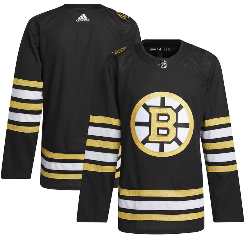 Men's Black Boston Bruins 100th Anniversary Primegreen Stitched Jersey