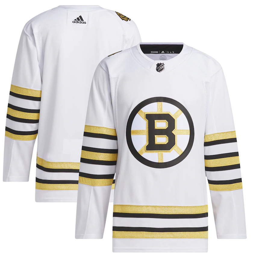 Men's White Boston Bruins 100th Anniversary Primegreen Stitched Jersey