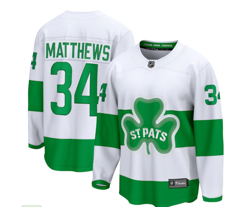 Men's White Toronto Maple Leafs Custom St. Patricks Stitched Jersey