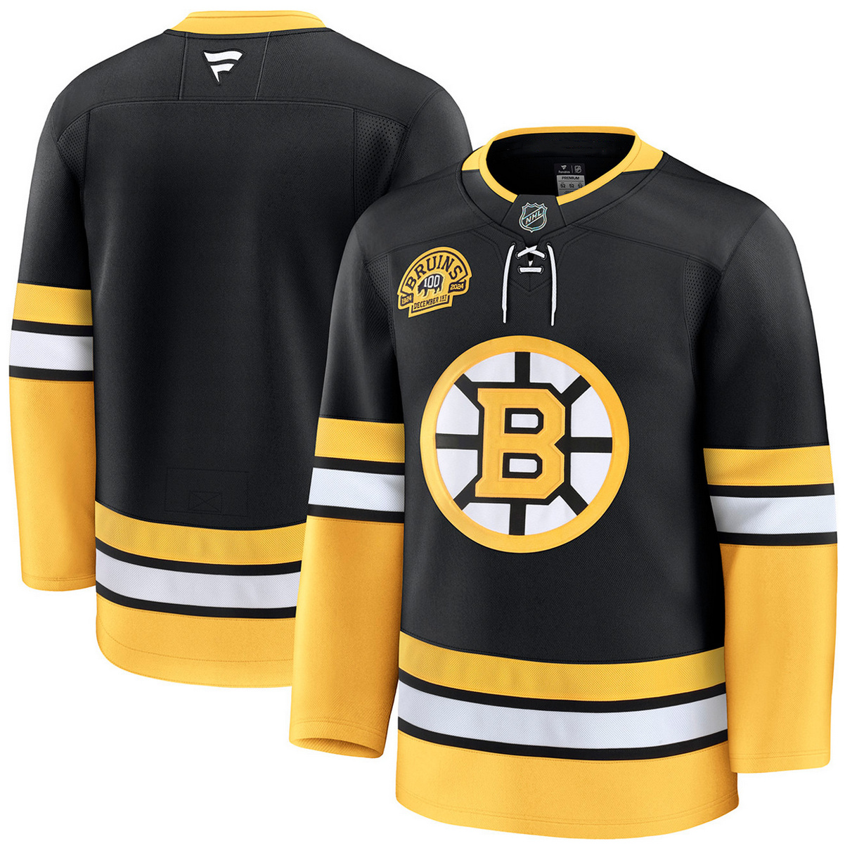 Men's Black Boston Bruins Blank 100th Anniversary Stitched Hockey Jersey