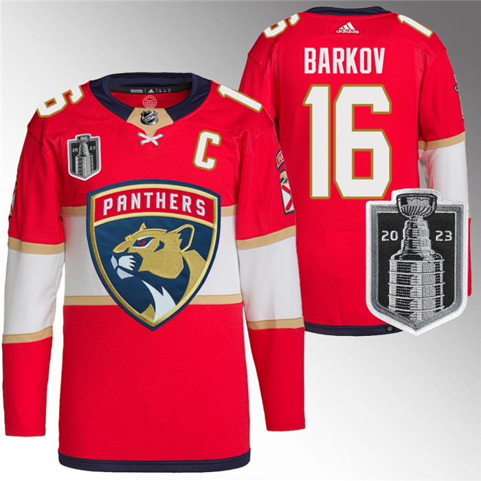 Men's Red Florida Panthers #16 Aleksander Barkov 2023 Stanley Cup Final Stitched