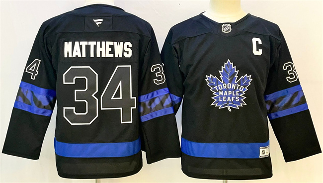 Men's Black Toronto Maple Leafs #34 Auston Matthews 2024-25 Alternate With C Patch Stitched Jersey