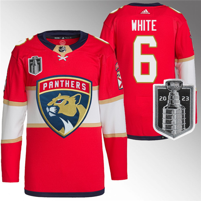 Men's Red Florida Panthers #6 Colin White 2023 Stanley Cup Final Stitched Jersey