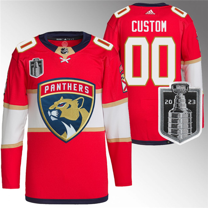 Men's Red Florida Panthers Custom 2023 Stanley Cup Final Stitched Jersey