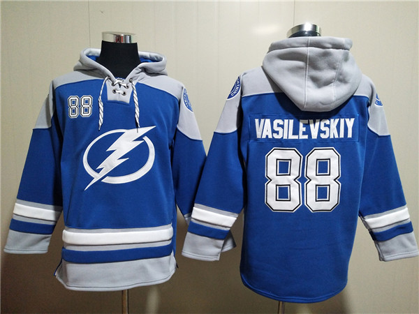 Men's Blue Tampa Bay Lightning #88 Andrei Vasilevskiy Ageless Must-Have Lace-Up Pullover