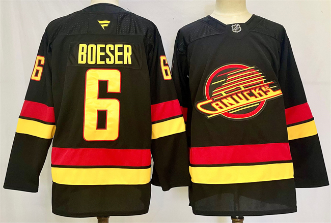 Men's Black Vancouver Canucks #6 Brock Boeser 2024-25 Alternate Stitched Hockey Jersey