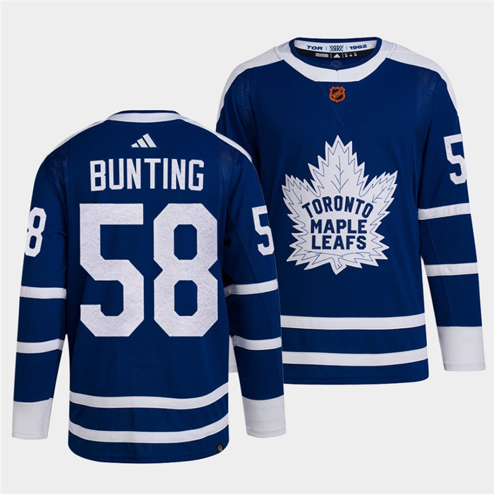 Men's Blue Toronto Maple Leafs Black #58 Michael Bunting 2022 Reverse Retro Stitched Jersey
