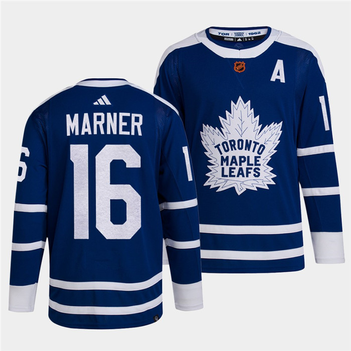 Men's Blue Toronto Maple Leafs Black #16 Mitch Marner 2022 Reverse Retro Stitched Jersey