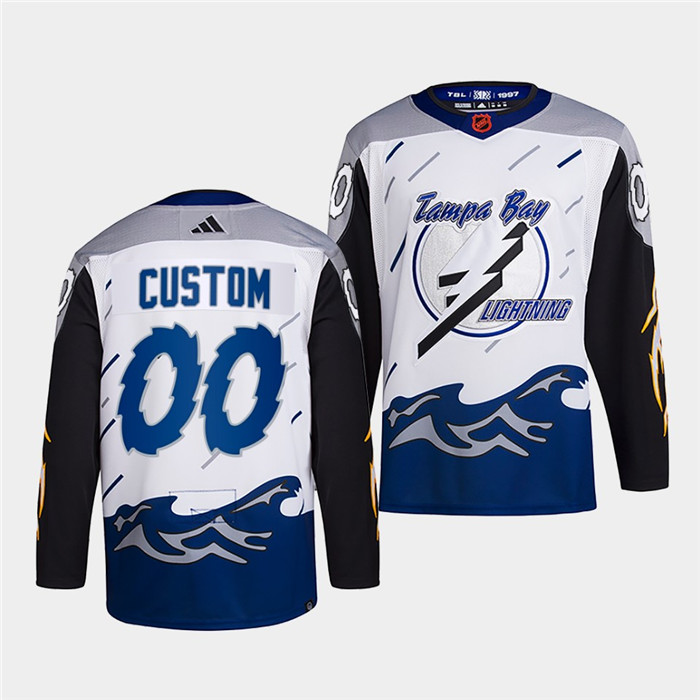 Men's White Tampa Bay Lightning Custom 2022 Reverse Retro Stitched Jersey