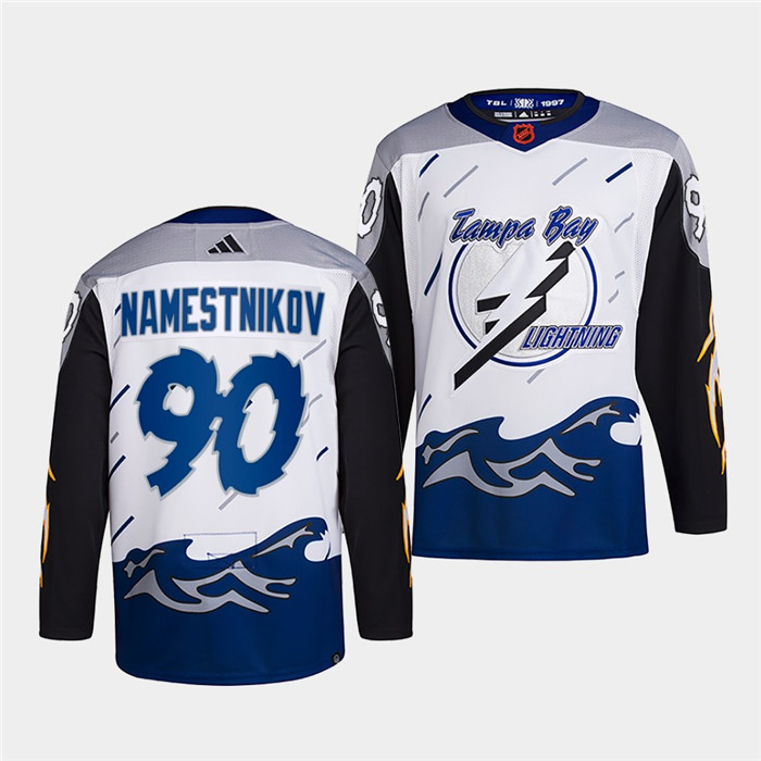 Men's White Tampa Bay Lightning #90 Vladislav Namestnikov 2022 Reverse Retro Stitched Jersey