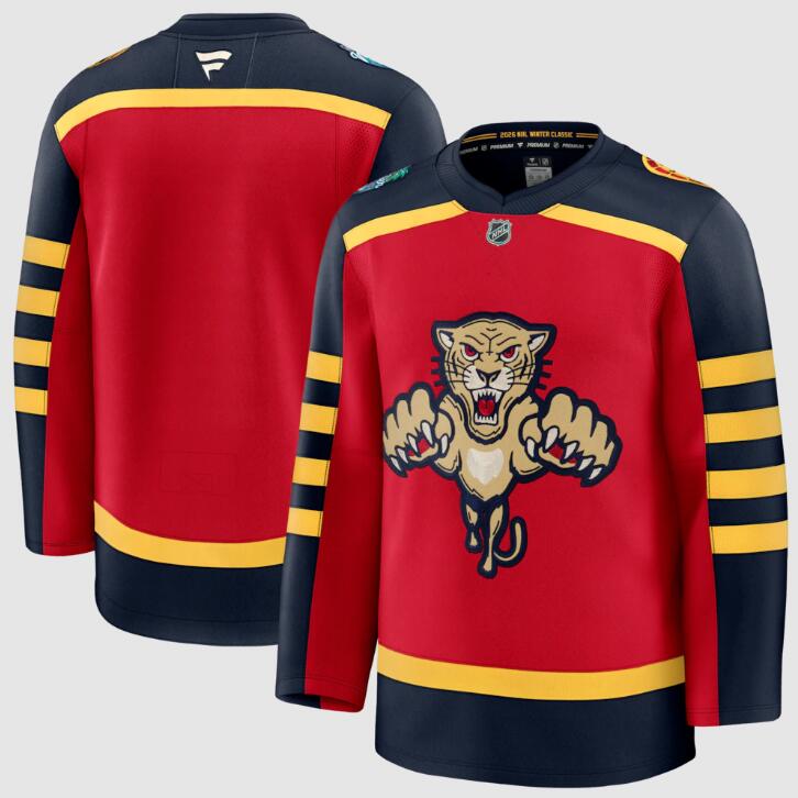 Men's Red Florida Panthers Blank 2026 Winter Classic Stitched Hockey Jersey