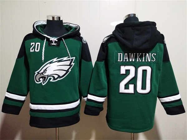 Men's Green Philadelphia Eagles #20 Brian Dawkins Lace-Up Pullover Hoodie