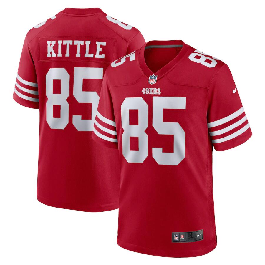 Men's Red 2022 New San Francisco 49ers #85 George Kittle Scarlet Stitched Game Jersey