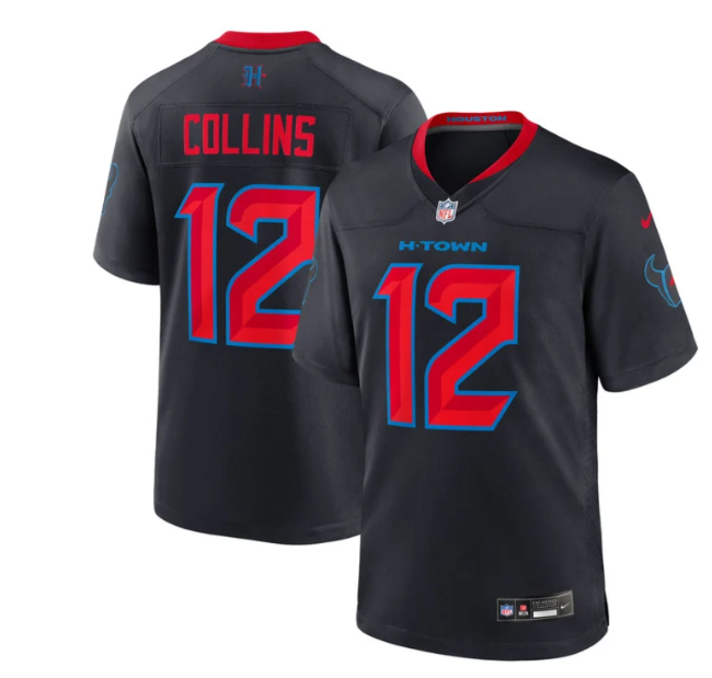 Men's Navy Houston Texans #12 Nico Collins Gmae Jersey