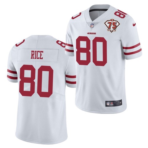Men's White San Francisco 49ers #80 Jerry Rice 2021 75th Anniversary Vapor Untouchable Stitched NFL Jersey
