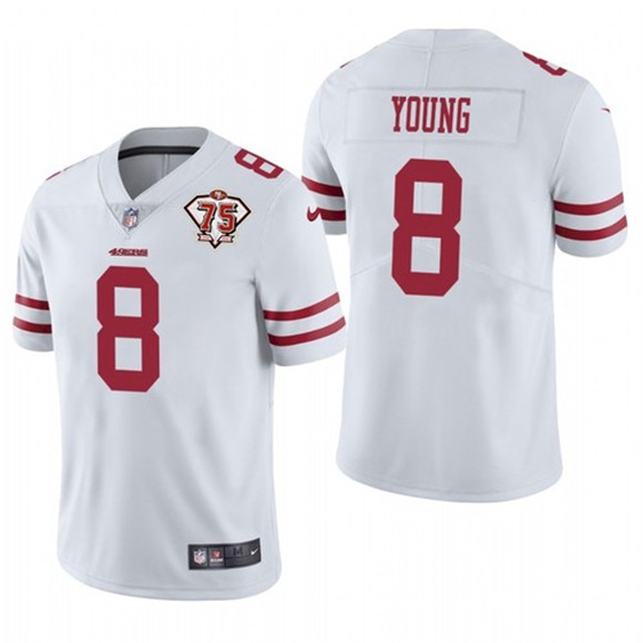 Men's White San Francisco 49ers #8 Steve Young 2021 75th Anniversary Vapor Untouchable Stitched NFL Jersey