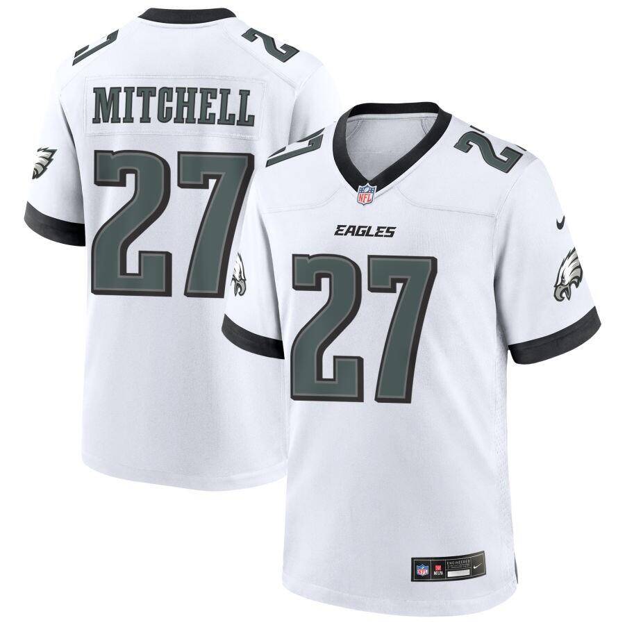 Men's White Philadelphia Eagles #27 Quinyon Mitchell Game Jersey