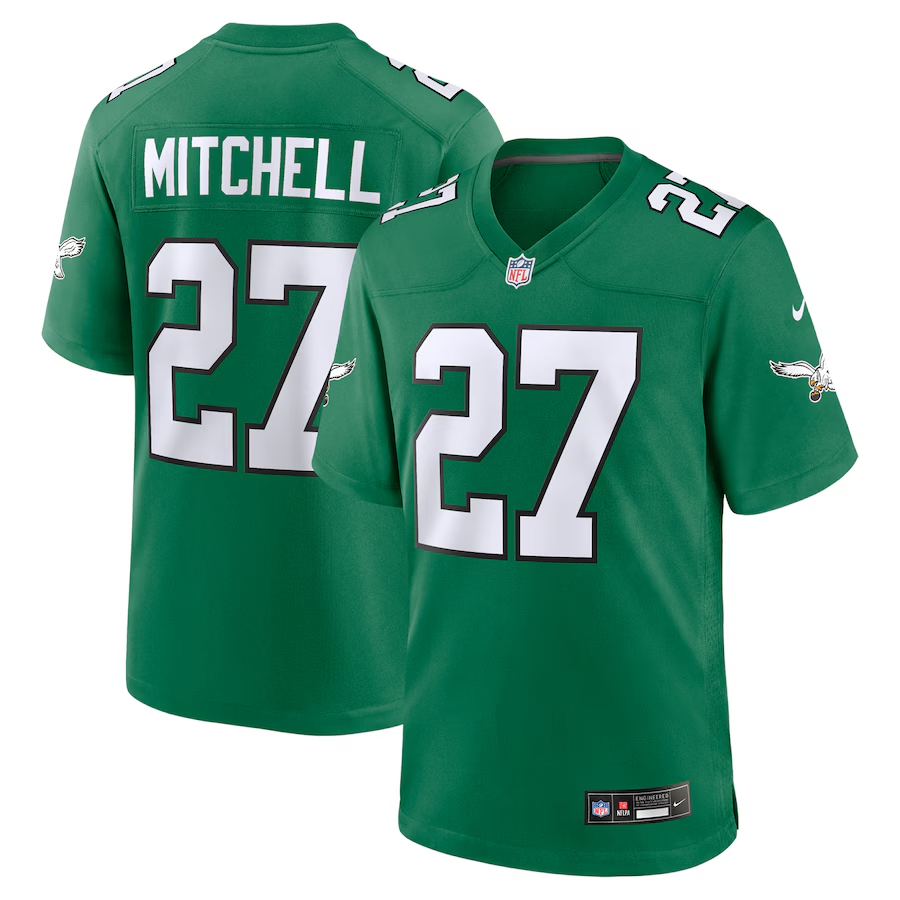 Men's Green Philadelphia Eagles #27 Quinyon Mitchell Game Stitched Football Jersey