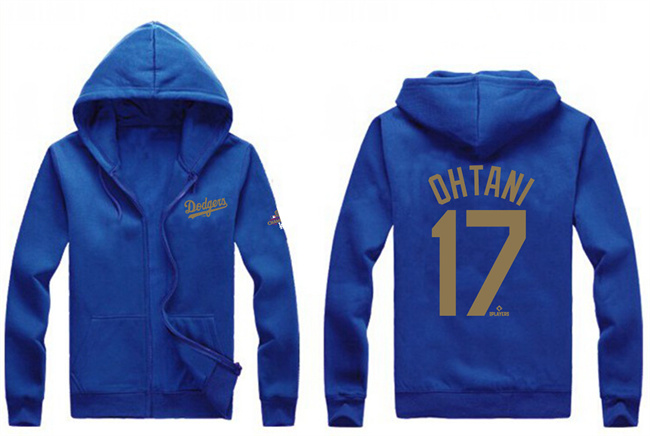 Men's Royal Los Angeles Dodgers #17 Shohei Ohtani Gold 2024 World Series Champions Full-Zip Hoodie