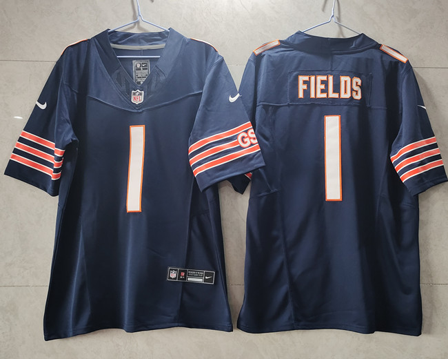 Men's Navy Chicago Bears #1 Justin Fields 2023 F.U.S.E. Vapor Untouchable Limited Stitched Football Jersey
