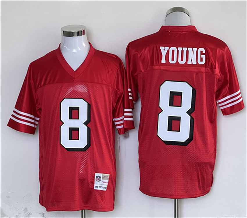 Men's Red San Francisco 49ers #8 Steve Young Stitched Football Jersey