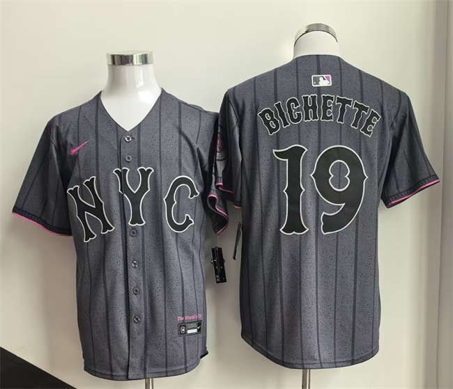 Men's Grey New York Mets #19 Bo Bichette City Connect Stitched Baseball Jersey