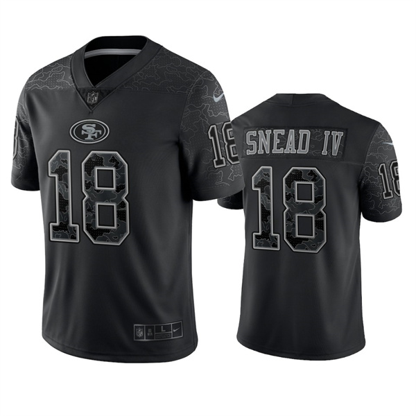 Men's Black San Francisco 49ers #18 Willie Snead IV Reflective Limited Stitched Football Jersey
