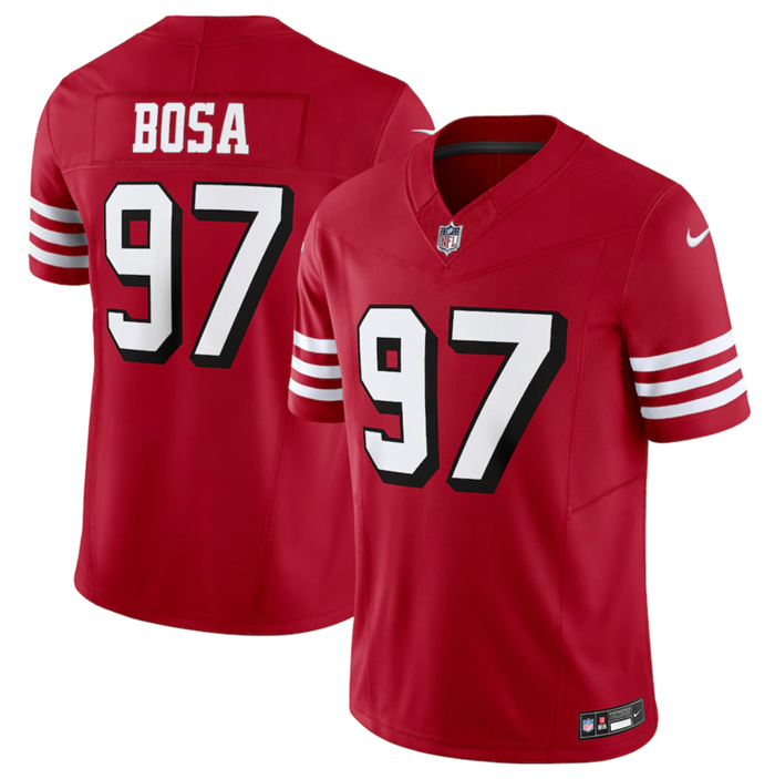 Men's Red San Francisco 49ers #97 Nick Bosa New 2023 F.U.S.E. Vapor Untouchable Limited Stitched Football Jersey
