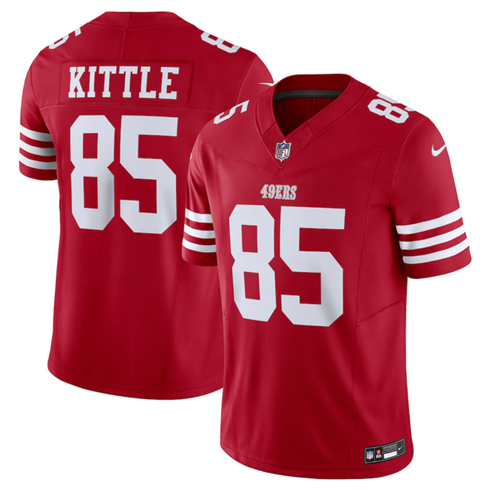 Men's Red San Francisco 49ers #85 George Kittle 2023 F.U.S.E. Vapor Untouchable Limited Stitched Football Jersey